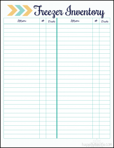 Freezer Inventory Printable